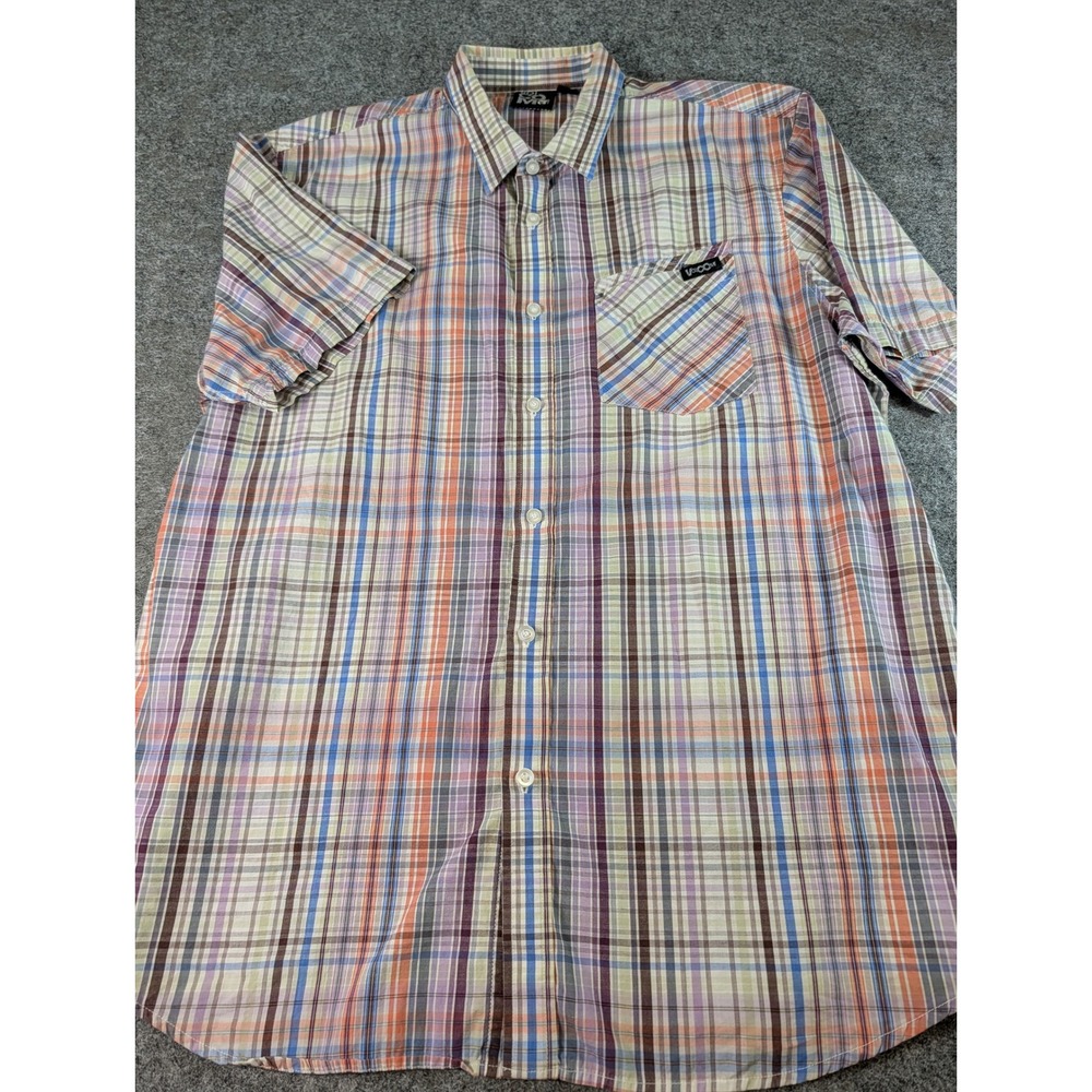 Volcom Upsurge SS Plaid Button Down Shirt Mens Large Multicolor Cotton A041817